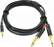 Cordial CFY 3 WPP-LONG кабель Y-адаптер джек стерео 3,5 мм/2xмоно-джек 6,3 мм male, 3,0 м, черный